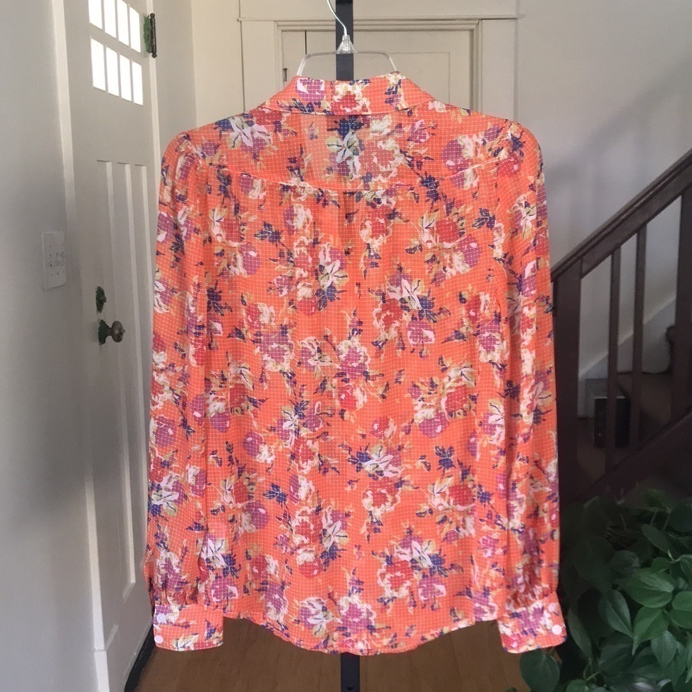 MODCLOTH Be Buzzworthy Floral Print Orange Blouse Size Small - Picture 4 of 16
